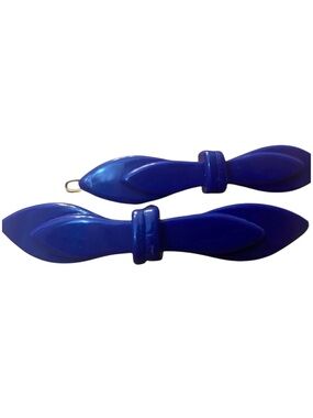 Vintage 1960’s Bright Blue French Bow Barrettes, One Pair, New/Deadstock